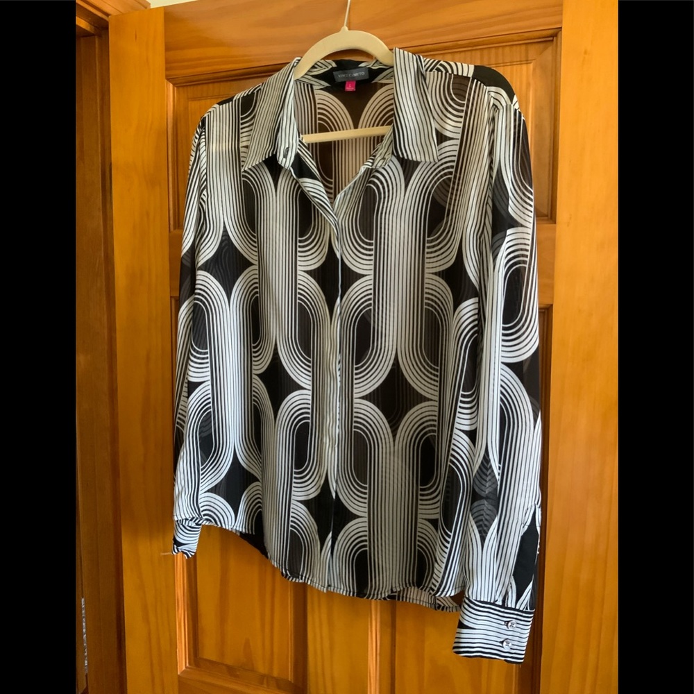 Vince Camuto Sheer Blouse L/S Sz Large